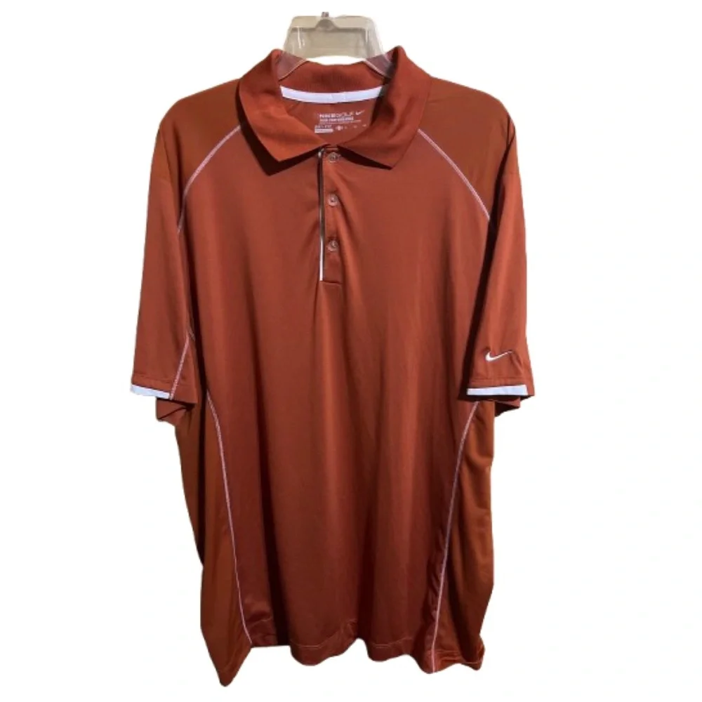 Nike Golf Dri-Fit XL Polo Burnt Orange Short Sleeve Shirt Activewear Casual Gorp